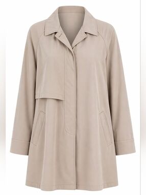 Utex Beige Khaki Capsule Minimalist Oversized Men's Midi Trench Rain Coat Size L